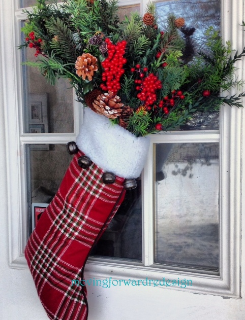 christmas door stockings, christmas decorations, seasonal holiday decor, wreaths