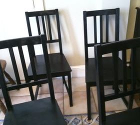 up cycling projects painted furniture, painted furniture, chairs before with fresh coat of black paint