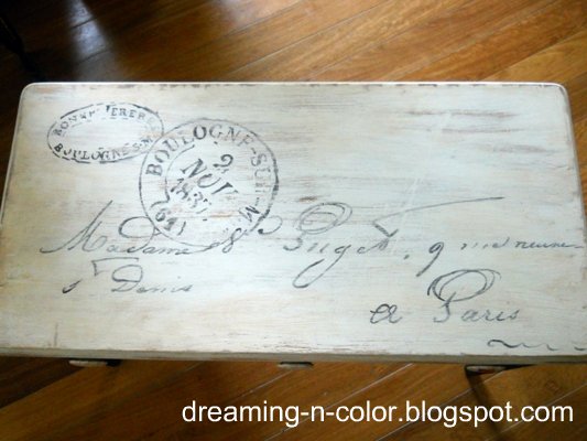french piano bench, painted furniture, I got a graphic from The Graphic Fairy and hand painted the top Then distressed it