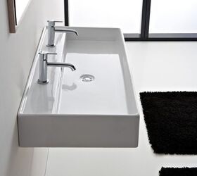 modern ceramic bathroom sinks, products, 47 x 18 wall mounted or vessel ceramic bathroom sink includes overflows SKU 8031 R 120 Price 875