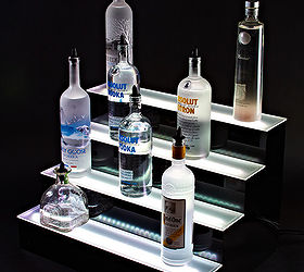 4 tier led lighted liquor bottle display shelf, lighting, shelving ideas, 8 foot 4 Tier LED Liquor shelves Display