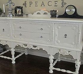 diy 1920 s vintage table chairs redo, home decor, living room ideas, painted furniture, The table chairs matched perfectly with a 1920 s sideboard buffet that I found a few months prior to purchasing the table chairs This room feel relaxing and peaceful and has totally been transformed