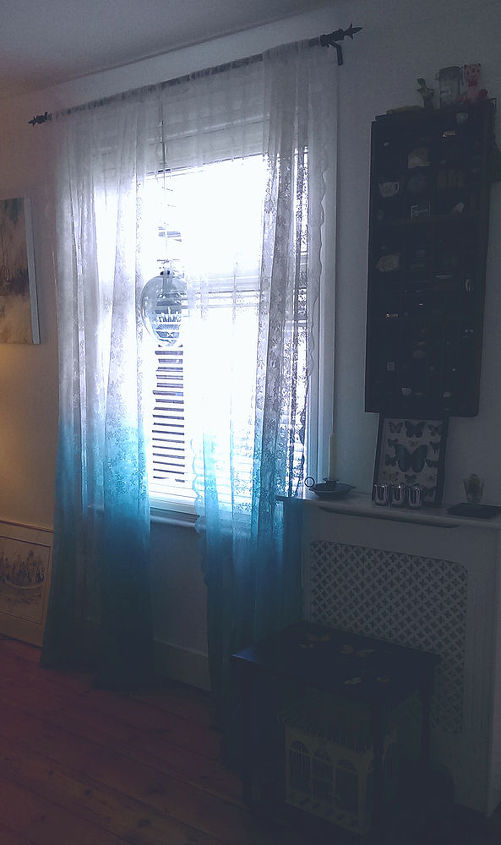 ombre lace curtains, reupholster, window treatments, Ombre net curtains add some colour let the light in