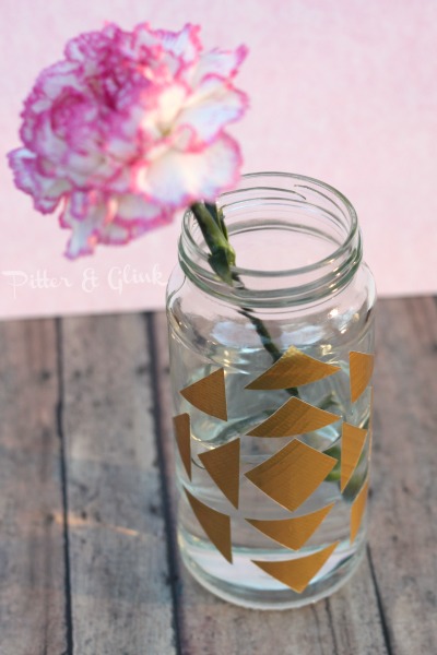 geometric print vase a recycled jar craft, crafts, repurposing upcycling, Make a pretty vase from a recycled jar