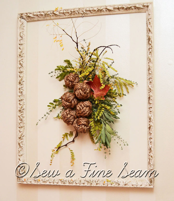 decorating with sticks and leaves, flowers, gardening, home decor, hydrangea, rope knot and stick 3D art