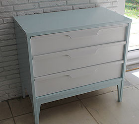 painted midcentury cabinet robin s egg blue and white, painted furniture, And after