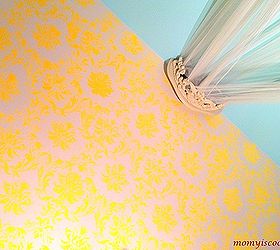 dancing damask on the ceiling how to stencil the ceiling, home decor, paint colors, painting, The view from Emmaline s bed