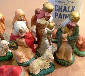 thrift store nativity scene, christmas decorations, crafts, seasonal holiday decor, Annie Sloan Chalk Paint in Old White
