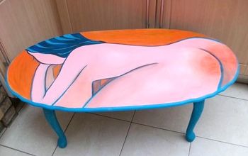 Old Oval Table Transformed With Erotic Art - Not for the Faint-hearted