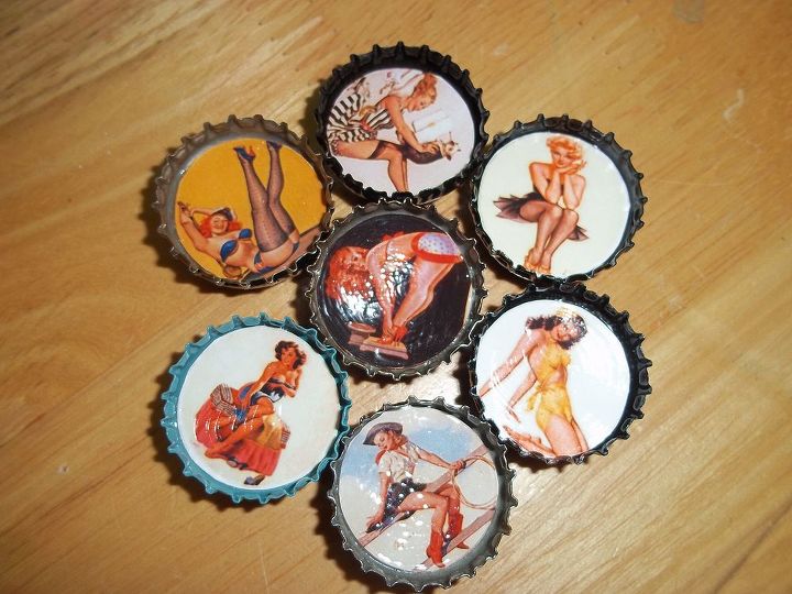 bottle cap projects, crafts, Pin up Girl Magnets
