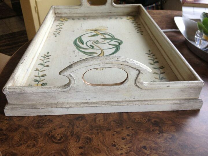 q estate sale tray, crafts, painting