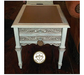 painted furniture, painted furniture, Metallic Nickel and Old White End Tables
