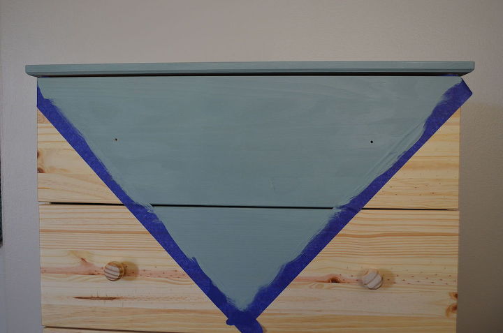 upcycled geometric dresser, painted furniture, Next I painted inside the taped area