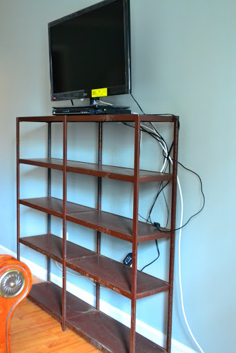recycled industrial shelves, painted furniture, shelving ideas
