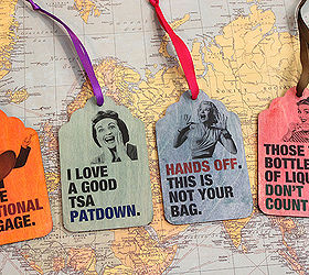retro wood luggage tags, crafts, These wood luggage tags were decorated with Rit Dye and Craft Attitude printable film