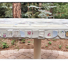 mosaic table and chairs, home decor, painted furniture, tiling, Side View of Mosaic Table