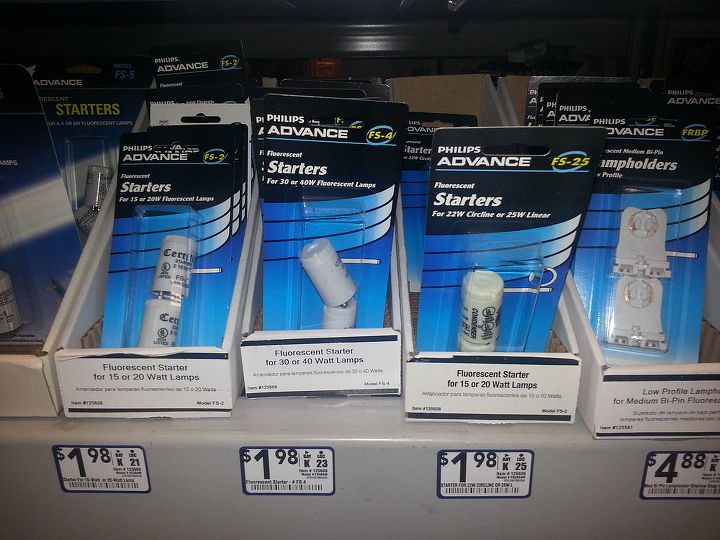 q fluorescent starters fluorescent lighting, lighting, Is a starter an easy fix and if so to replace out the old one is this a main cause of bulbs not brightening up