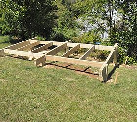 building a shed foundation, diy, home improvement, This is the post and beam foundation