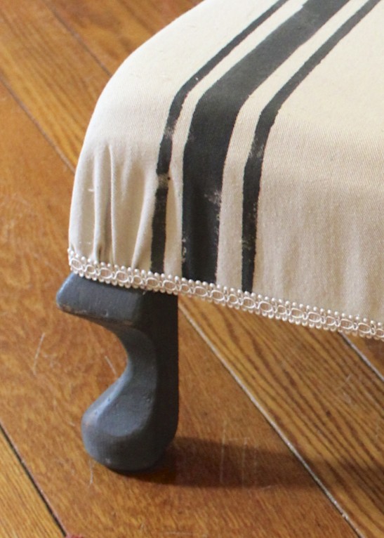 diy grain sack ottoman using drop cloth and chalk paint, chalk paint, painted furniture, rustic furniture, reupholster