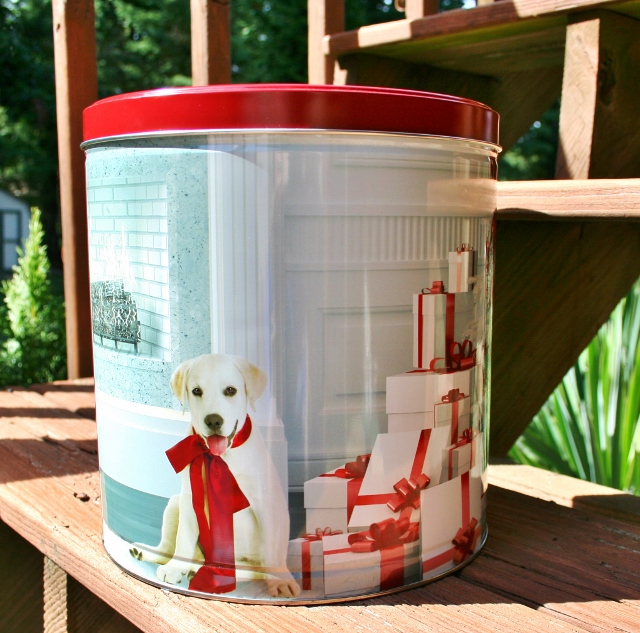 upcycled popcorn tin into charcoal bin, chalkboard paint, crafts, repurposing upcycling, Take an old popcorn tin