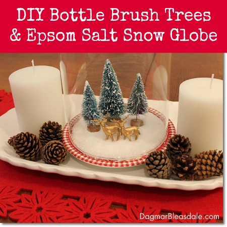 diy snow globe with epsom salt and bottle brush trees, crafts, seasonal holiday decor, DIY snow globe with Epsom salt and bottle brush trees