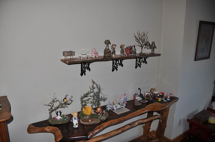 dragonfly shelf with locally harvested juniper, home decor, shelving ideas, with some of the collection
