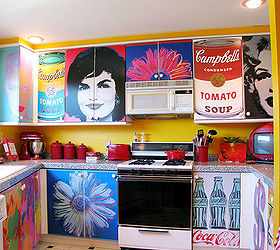 Decoupage Kitchen Cabinets With Andy Warhol Posters