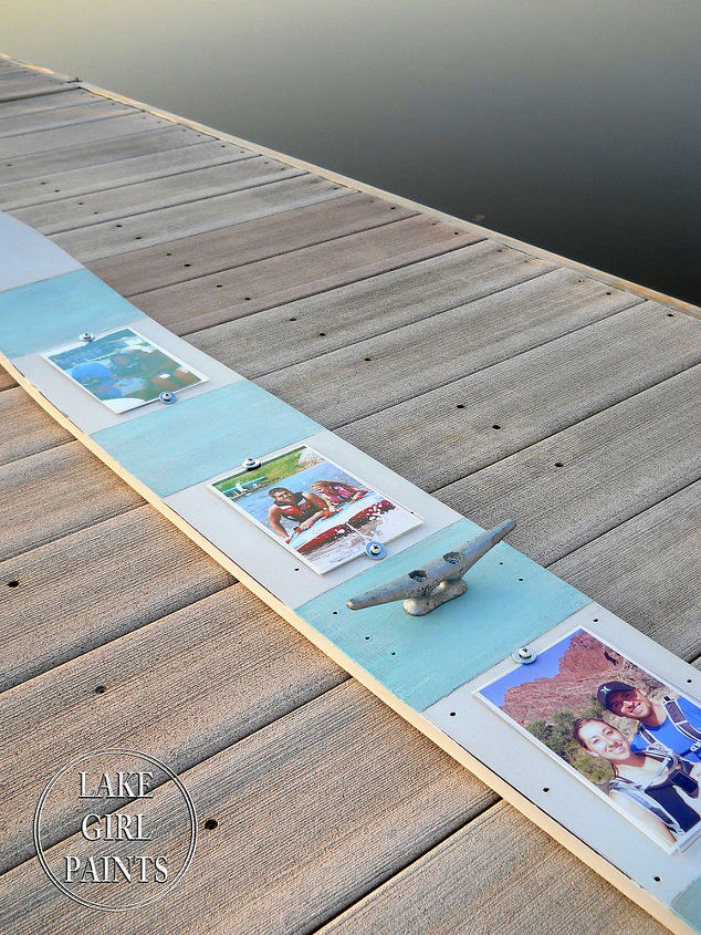 repurpose wooden water ski to beachy photo holder, home decor, repurposing upcycling