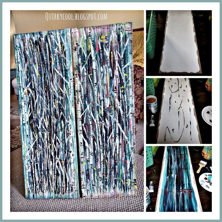 diy affordable abstract art birch trees, crafts, home decor, living room ideas, painting