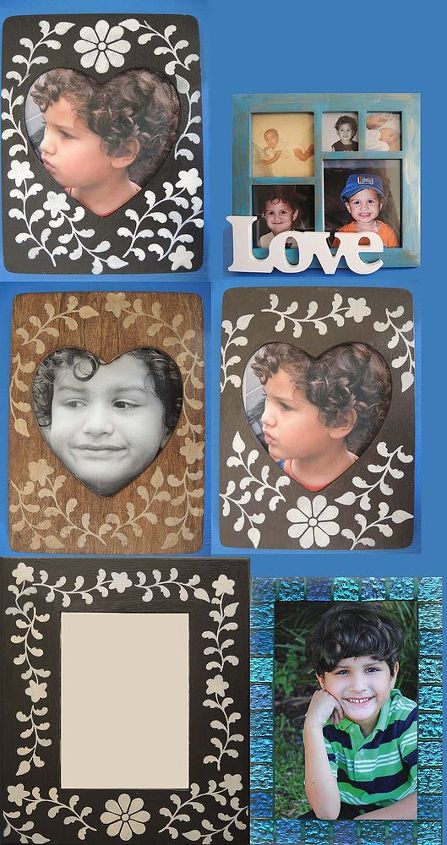 stenciled picture frames, crafts, Stenciled and handmade picture frames