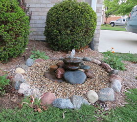 bubbling rock water feature, diy, how to, ponds water features, Fountain after fixing leak and increasing flow