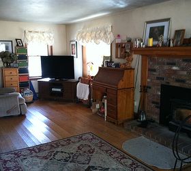 please help with furniture placement ideas, The tv in the corner with a large picture window next to it Hubby thinks where the desk is would be too hot for the tv right next to the stove