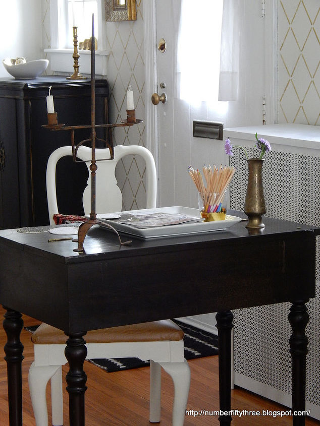 restored antique spinet desk, painted furniture