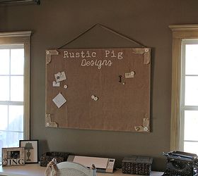 burlap bulletin board with diy rosette pushpins, crafts, Burlap Bulletin Board for Office