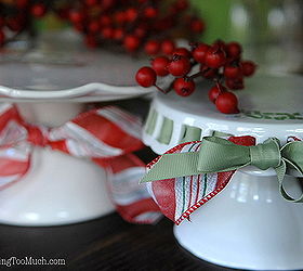 take a plain plate or cake plate and add some holiday cheer, crafts, seasonal holiday decor, A little Christmas ribbon