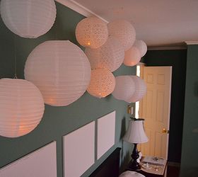 led lit lantern wall, home decor, wall decor, Lantern wall all lit up at night Bedroom by Amy Renea of A Nest for All Seasons decor mastercedroom interiors diy