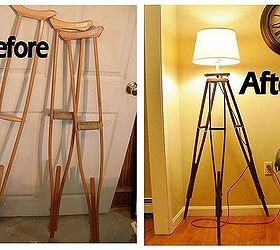 crutches upcycled into tripod lamp, home decor, lighting, repurposing upcycling