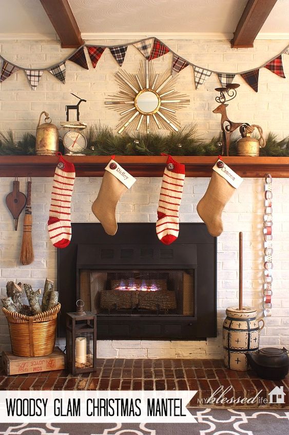 woodsy glam christmas mantel, christmas decorations, seasonal holiday decor