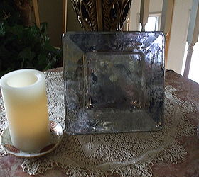 looking glass paint, crafts, painting, The clear glass plate with Mercury Glass spray paint
