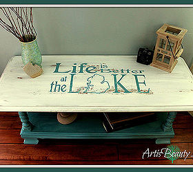 beach house beauty life is better at the lake coffee table makeover, painted furniture, What a difference some paint can make