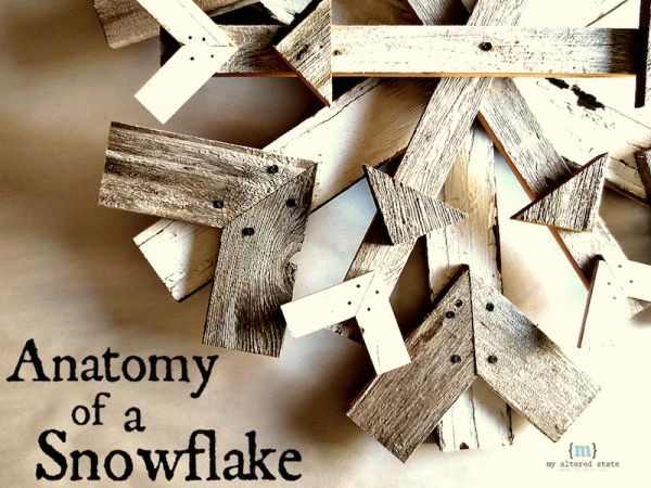 reclaimed wood snowflake winter decor myalteredstate, crafts, repurposing upcycling, seasonal holiday decor, woodworking projects, Anatomy of a Snowflake