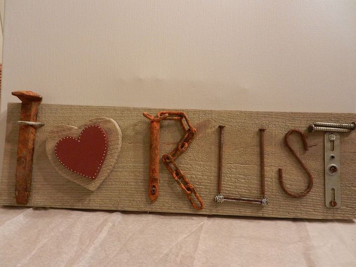 rust sign, crafts, repurposing upcycling, I LOVE RUST MADE FOR A FRIEND S BIRTHDAY NOTE HOMETALK UPLOAD CUTS OFF EDGES OF 35 MM PHOTOS