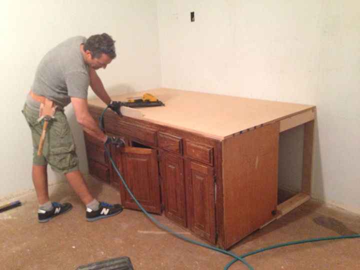 diy turn an old bathroom vanity into a built in bed, painted furniture, repurposing upcycling, woodworking projects