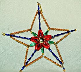 vintage and retro christmas decor, christmas decorations, seasonal holiday decor, Gorgeous glass beads on this star ornament
