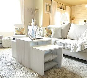 diy 3 in 1 coffee table, diy, living room ideas, woodworking projects, You can nestle them inside one another
