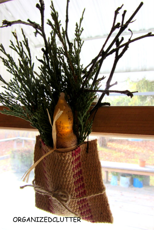 crafting with jute webbing, crafts, seasonal holiday decor, You could use any type of twig or greenery real or faux