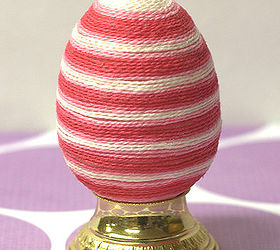 striped easter eggs, crafts, easter decorations, seasonal holiday decor, Love the stripes that the string creates