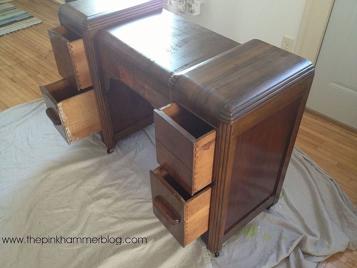 before amp after vanity makeover, painted furniture