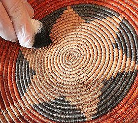 aging new indian baskets to look old, crafts, Here s a close up of how the darker stain looks a little smudged and time worn