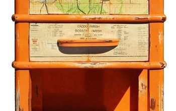  1 de 1 mesinha de cabeceira vintage laranja personalizada com mapa antigo de Shreveport